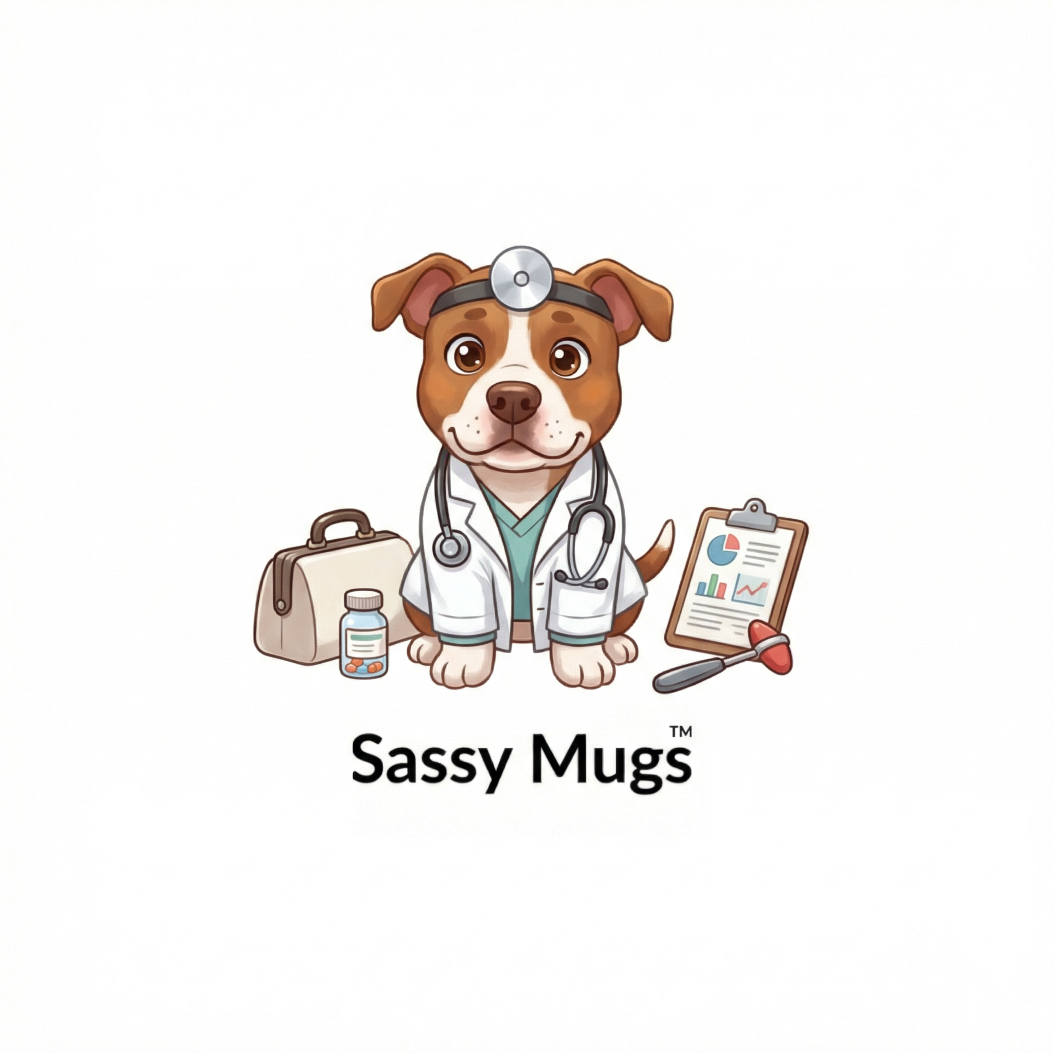 Tank the mascot dressed as a doctor with stethoscope and medical bag