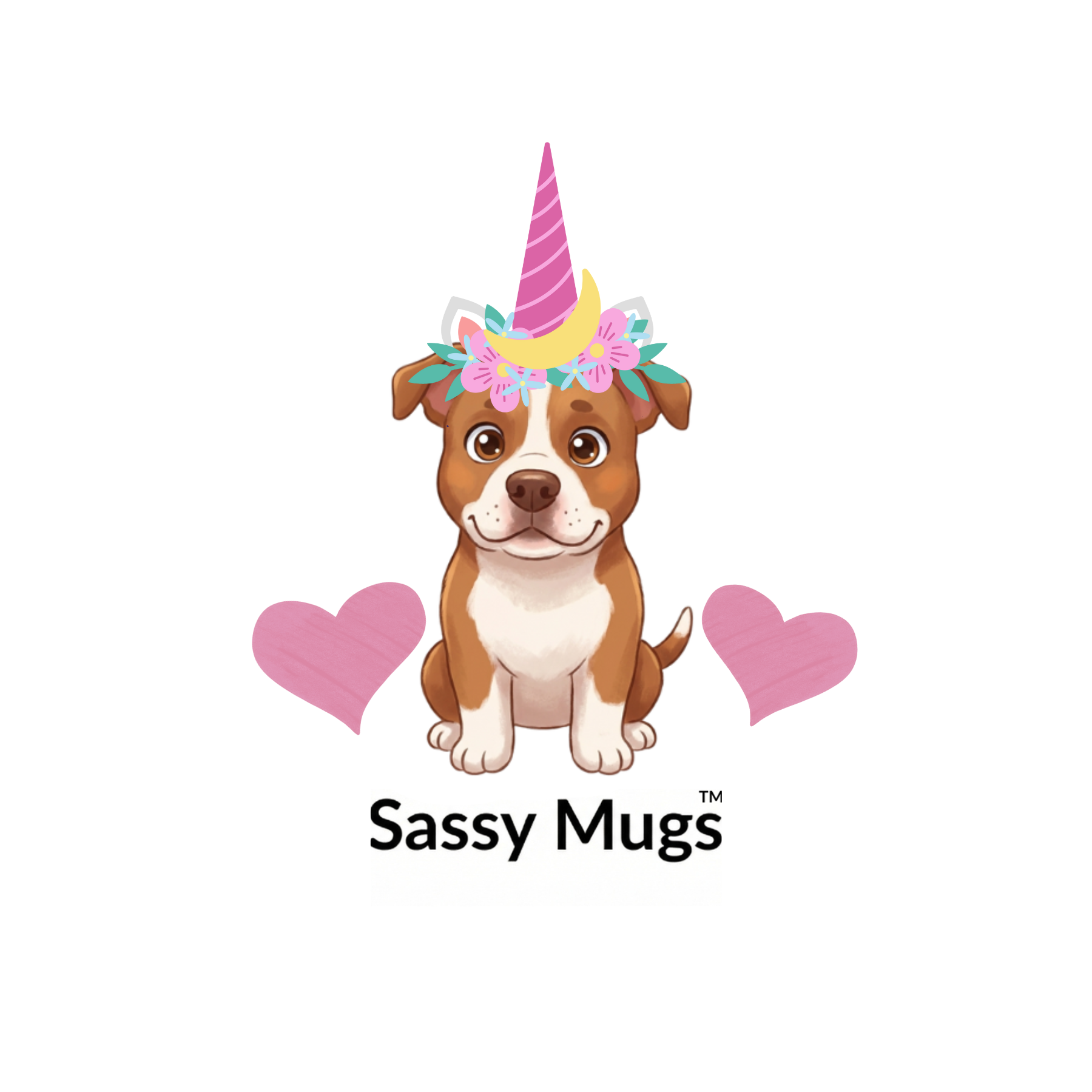 Tank the mascot dressed as a unicorn with party horn and flowers