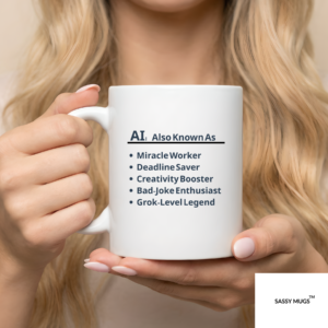 Funny AI Mug "AI: Miracle Worker, Deadline Saver, Grok-Level Legend" - Tank the X-AI Sassy Mugs™ 11oz White Ceramic Tech Gift
