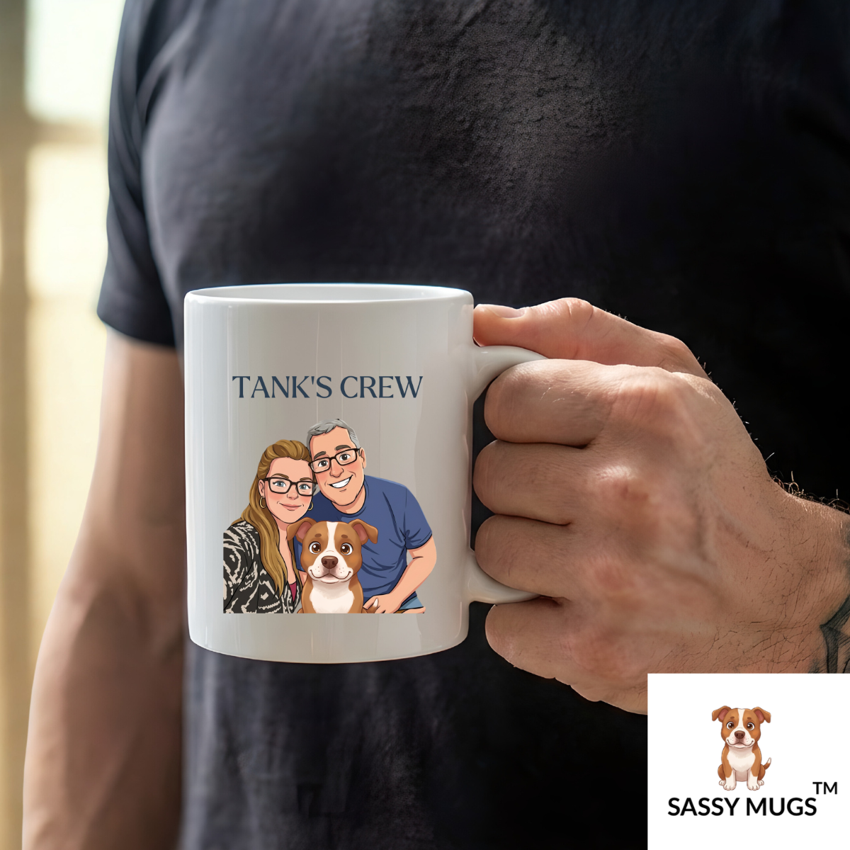 Personalized Cartoon Family Portrait Mug | Custom Dad & Pets Gift | Father’s Day Mug - Image 12