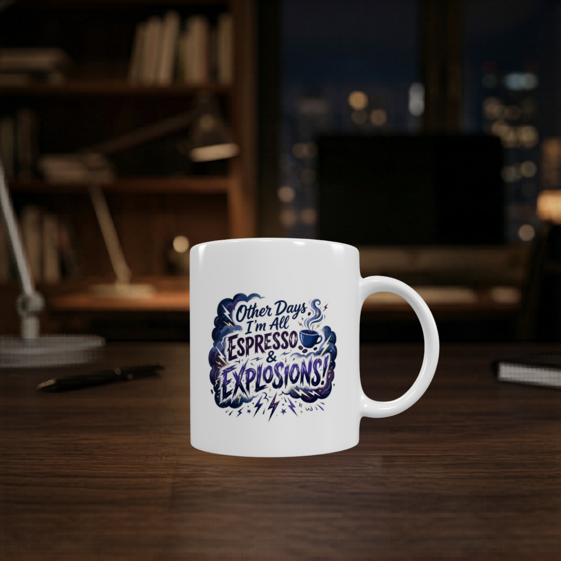 Somedays I’m All Latte & Love, Other Days I’m All Espresso & Explosions! Funny 11oz Wrap-Around Mood Swing Coffee Mug – Sassy Mugs - Image 2