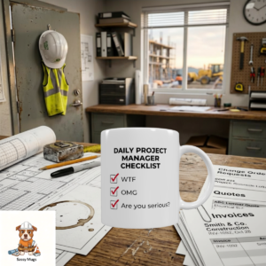 Daily PM Checklist Mug - WTF OMG Are You Serious - Funny Construction Gift - FREE Shipping
