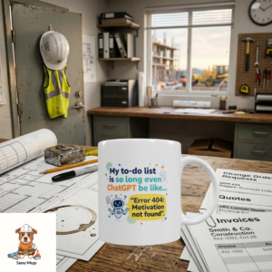 My To-Do List So Long Even ChatGPT Mug - Error 404 Motivation Not Found - Funny Construction PM Gift - FREE Shipping