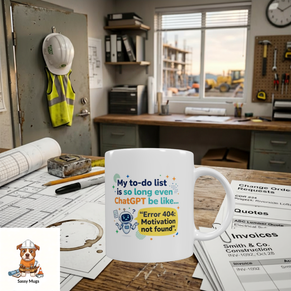My To-Do List So Long Even ChatGPT Mug - Error 404 Motivation Not Found - Funny Construction PM Gift - FREE Shipping