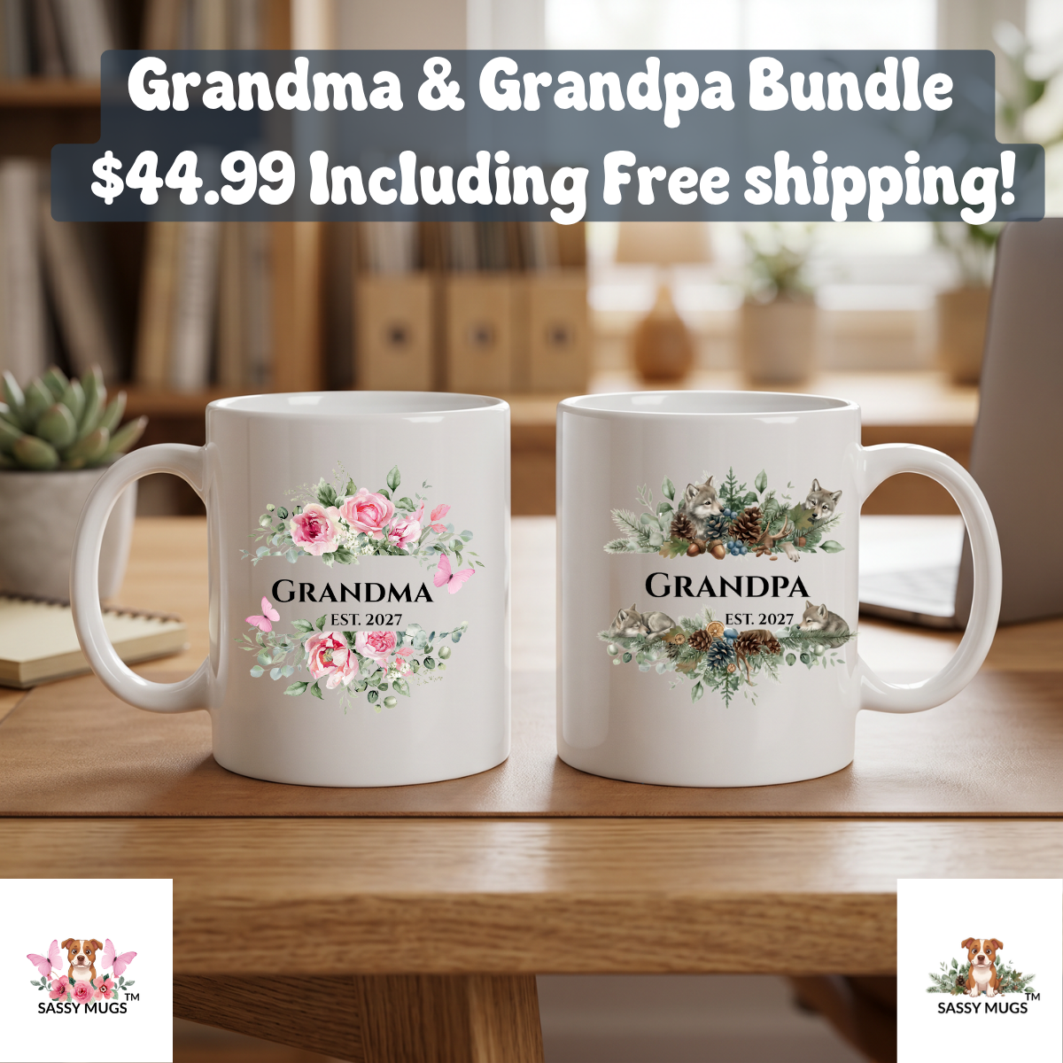 Personalized Grandma EST. 2027 Mug, Custom First Grandchild Reveal Floral Nanna Coffee Cup, New Abuela Gift Nana Granny - Image 3