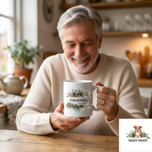 Personalized Grandpa EST. 2027 Mug, Custom First Grandchild Reveal Wolf Forest Grandpa Coffee Cup, New Grandpa Gift Papa