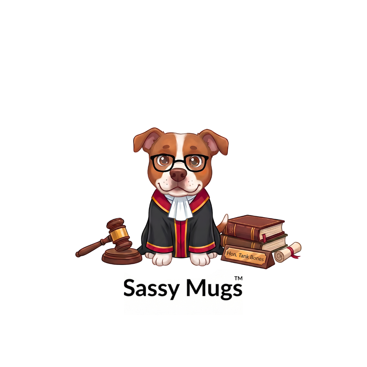 Tank the mascot dressed as a judge Hon. Tank Bones with gavel and robe