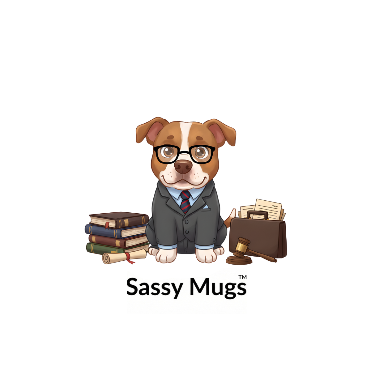 Tank the mascot dressed as a lawyer with suit and briefcase