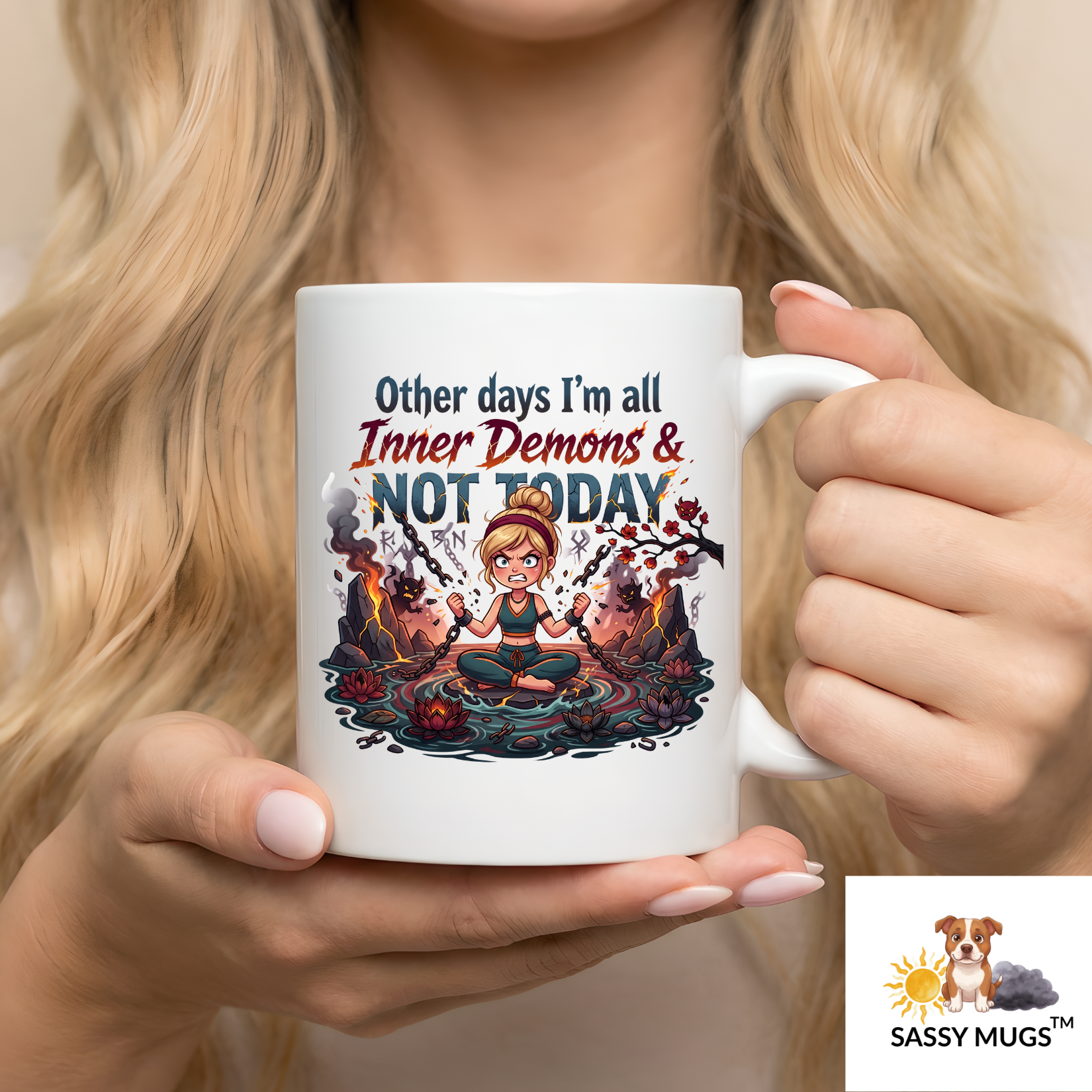 Double Sided Zen Mood Swing Mug | Somedays Zen & Namaste Other Days Inner Demons & Not Today | Funny Yoga Coffee Mug Gift - Image 2