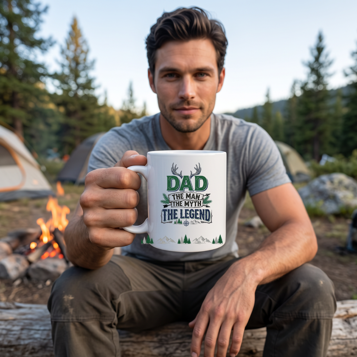 Special Edition Tank the Outdoorsman Dad Mug | The Man the Myth the Legend | Cute Dog Mascot Coffee Mug for Hunting Camping Dads - Image 2